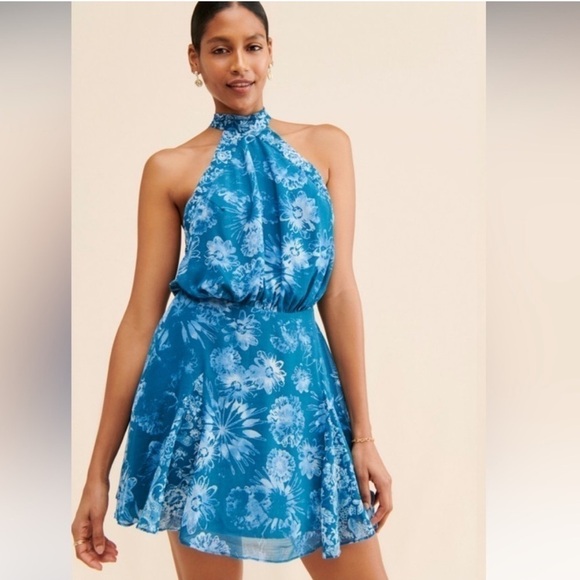 Free People Blue Floral Mini Dress - Picture 1 of 9